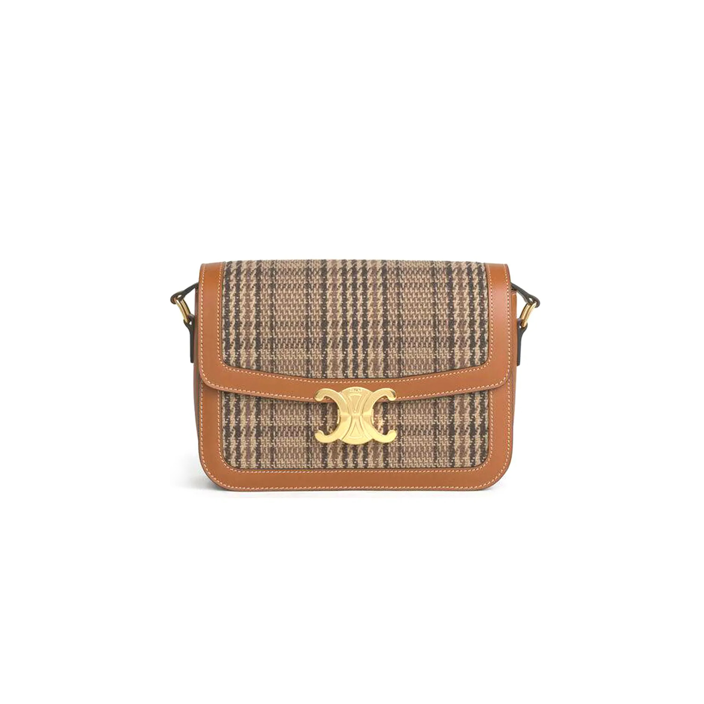 Ce**e medium classique triomphe bag in fabric and calfskin 191242cxx.19rt (22.5*16.5*7.5cm)